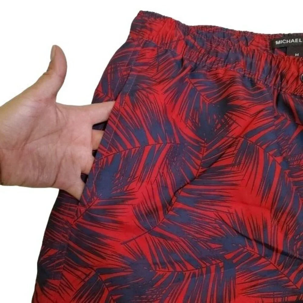 Michael Kors men's shorts mesh lined Swim trunks Red Size‎ Medium drawstring nwt